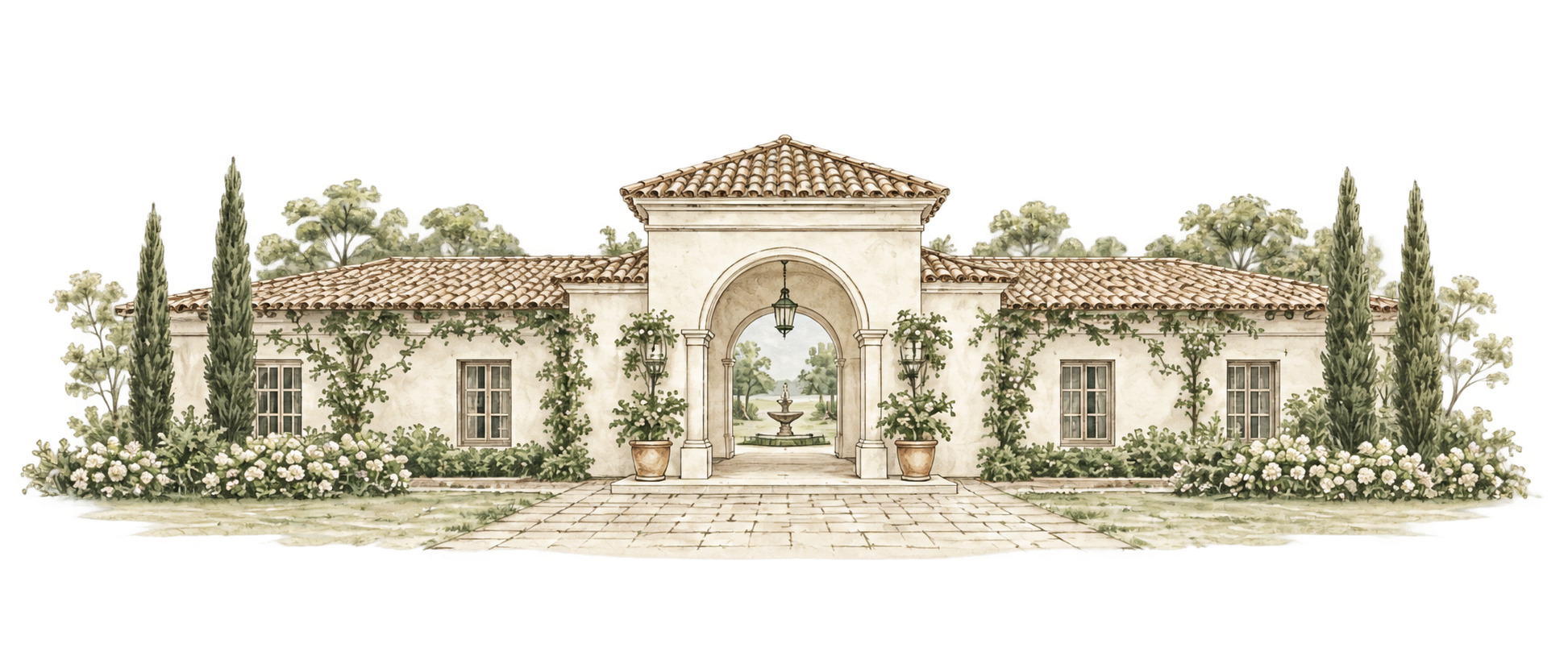 Ilustración de la hacienda donde se celebrarán la ceremonia y la recepción